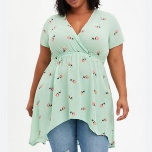 Torrid Babydoll Gauze Surplice Tunic Shirt Top Size 1